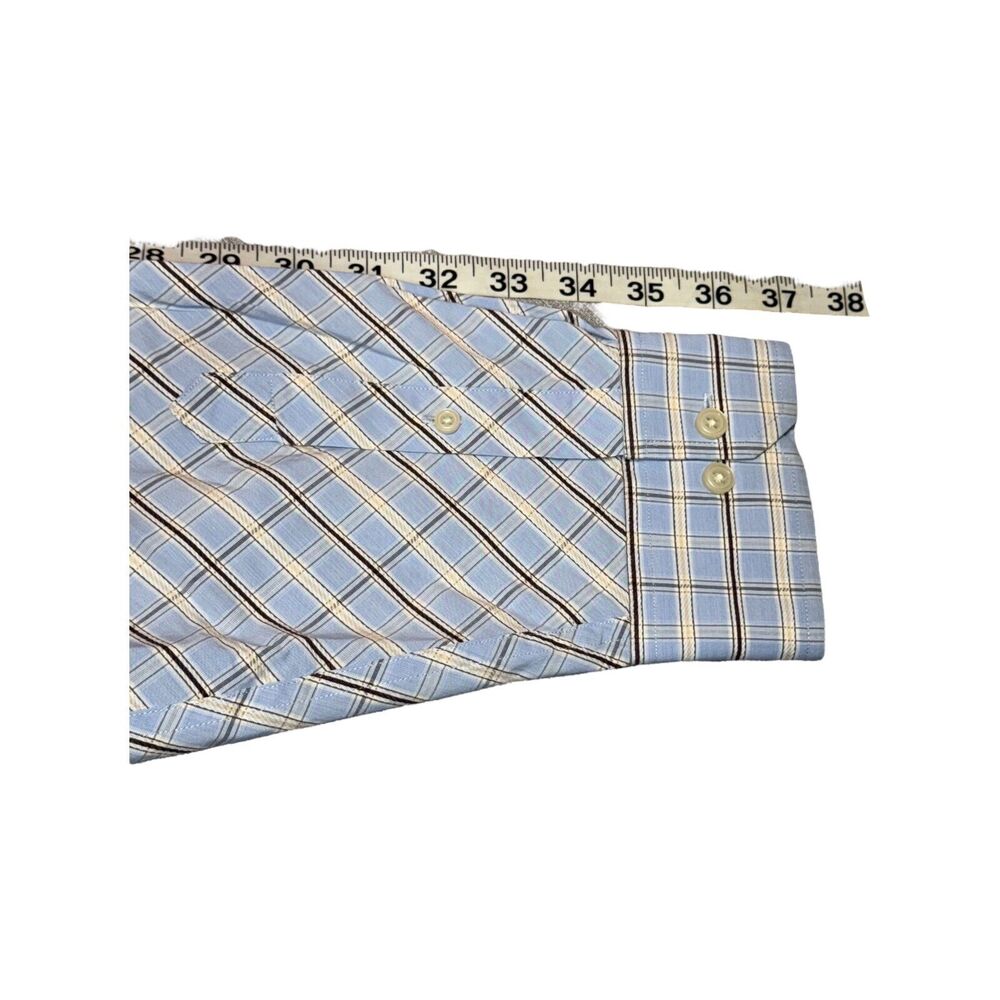 Banana Republic Dress Shirt Men's 17 Multicolor Plaid 100% Cotton Long Sleeve - Picture 6 of 8